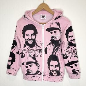 Asaali Jean Co Cartel Hoodie Kids Large Pink Full Zip Fleece Lined